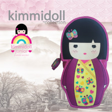 Kimmidoll Kokeshi Porte-Monnaie Paige 12cm PVC Fermeture Eclair Motif Papillons 
