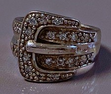 Ancienne tank argent  bague ceinture argent zirconium ring silver T52