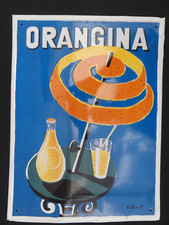 30 x 40 - Plaque Métal - Tôle Publicitaire en relief Orangina -