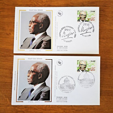 ⭐ FRANCE FDC 2 Enveloppes SOIE Léopold Sédar Senghor 2002 - Timbre Poste ⭐