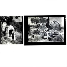 2 Anciennes Photos Puit Provence Jeune Fille Costume provençal comtadin