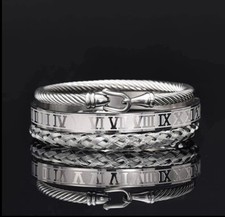 3x Bracelet Acier Inoxydable Argenté Lot Bijoux Homme Multi Rangs Argent Jonc