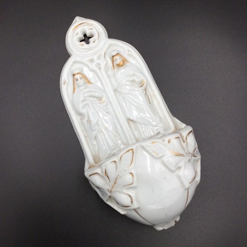 Ancien bénitier porcelaine - bénitier,