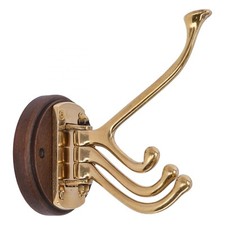 Porte-Manteau 3 Crochets En Bois Et Laiton