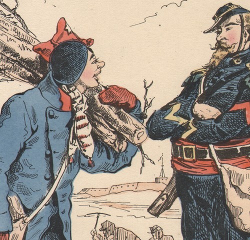 1871 gravure aquarellée - gravure,
