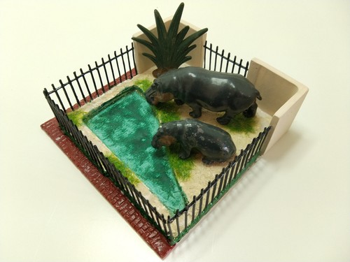 Diorama zoo hippopotames - zoo,