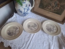 3 assiettes plates Grès en gien  vintage