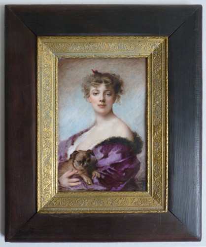 Femme chien peinture - et,