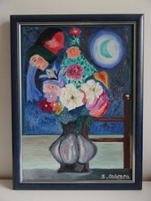 Tableau bouquet de fleurs signé Cabrera HST