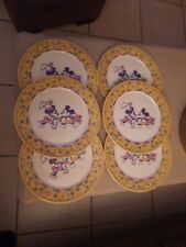 Disney 6 Assiettes Plates Porcelaine. Décor Minnie Et Mickey