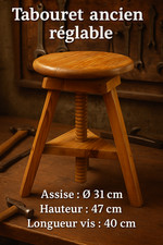 Tabouret ancien réglable bois