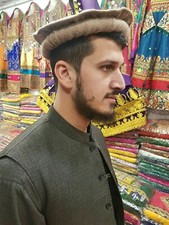 Chapeau Peshawari Chitrali en pure laine traditionnelle afghane Pakol...