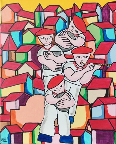 Tableau naif leveurs pierre - tableau, de