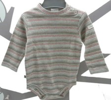 Obaibi body rayé rouge beige noir manche longue bébé 3 mois