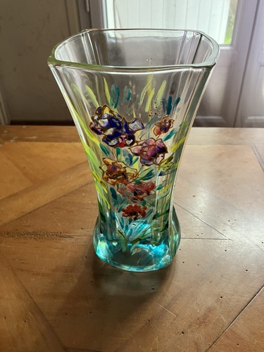 Superbe vase verre emaillee - verre,