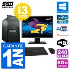 PC Tour Lenovo M92p Ecran 22" Intel i3-3220 RAM 8Go SSD 240Go Windows 10 Wifi
