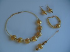 Collier+Boucles+Bracelet+Broche Parure Original Verre de Murano Bijoux Verre