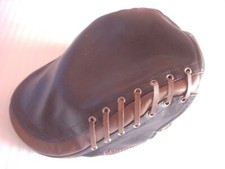 Casquette cuir Noir & Marron style Gavroche.Taille C.E 56 cm.