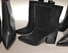 RARE Boots bottines cuir noir bout vamp pointu talon épais ZARA 39