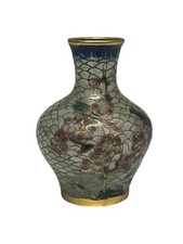 Petit vase chinois ancien en cloisonné – décor floral et oiseau