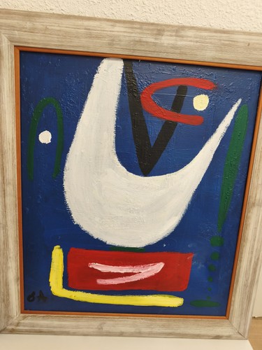 Tableau abstrait ancien - , signé