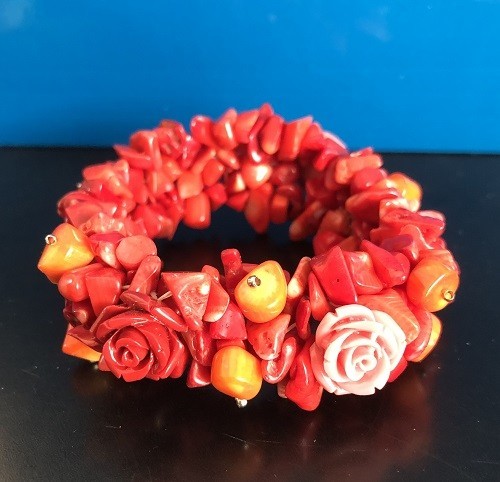 Bracelet corail bambou rouge - bracelet,