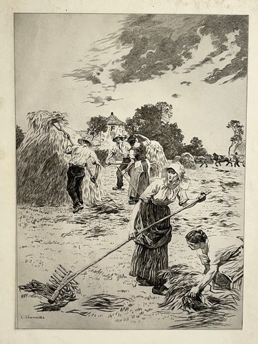 Moisson leon lhermitte - moisson, gravure