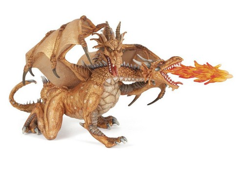 Dragon doré deux têtes - dragon,