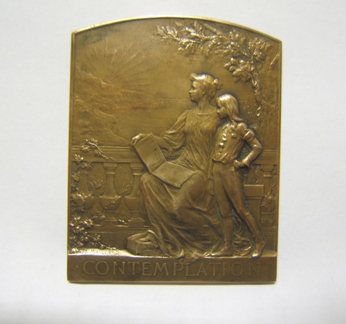 Plaque art nouveau bronze - art,