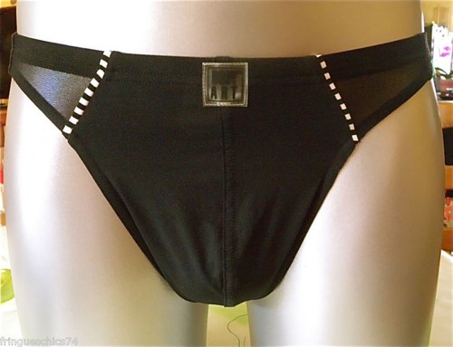 String homme noir satiné - satiné, body