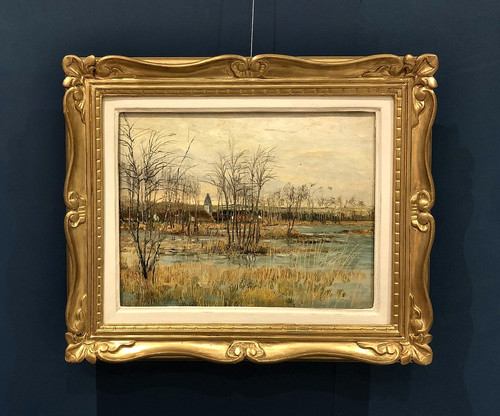 Antique oil painting canas - painting, on