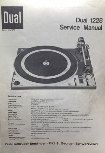 Dual 1228 turntable service - dual,