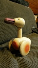 jouet ancien bois peint canard