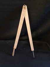 Ancien compas porte craie en bois et laiton pour tableau d'école n° 9