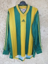Maillot ADIDAS vintage shirt jaune vert made in UK trikot maglia L/S M