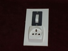 1 Interrupteur et 1 Prise 2P+t modèle Chambord Habillage Railux Blanc et Chrome