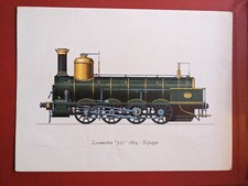 Gravure Locomotive "515", 1864, Espagne. XXe siècle 