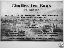 PUBLICITÉ CHALLES LES EAUX EN SAVOIE TRAITEMENT INCOMPARABLE DES MALADIES DU NEZ