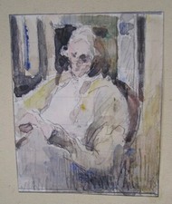 DESSIN ANCIEN - DUGAS-VIALIS - CRAYON ET  AQUARELLE 13 X 10,5 cm