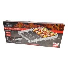 SET 6 PIQUES A BROCHETTES EN INOX + SUPPORT POUR BARBECUE