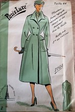 7108 PATRON PARIS LUXE VINTAGE FRENCH PATTERN MANTEAU FORME REDINGOTE T 44