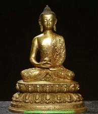 Old Tibet Pure Bronze Gilt Shakyamuni Sakyamuni Amitabha Buddha Buddha Statue