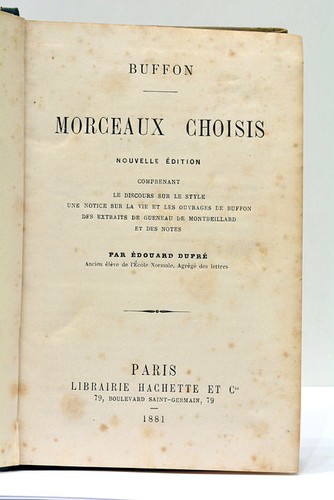 Buffon morceaux choisis - morceaux,