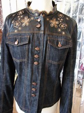 Veste KENZO(Authentique) en denim et cuir noir Taille 40/42. Comme neuve