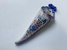 Ancien Faïence Nevers Vase Bouquetière corne d'abondance Antique Porcelain Vase