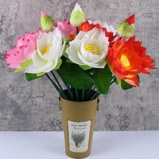 Fausse fleur jardin maison lotus fête plastique soie tiges de nénuphar 1 pièc