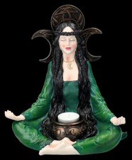 Wicca Porte-Bougies – Dreifachmond Déesse–Hexenfigur– Rituel Déco H 24,5 CM