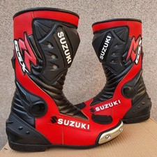 Bottes Suzuki Moto Homme en Cuir Véritable Confort Renforts Sport Racing CE