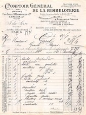 1908 COMPTOIR GENERAL DE LA BIMBELOTERIE F DU SERRE A PARIS - M. GAREL A LA