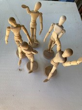 LOT DE 5 MANNEQUINS ARTICULÉS EN BOIS HAUTEUR 22 CENTIMÈTRES